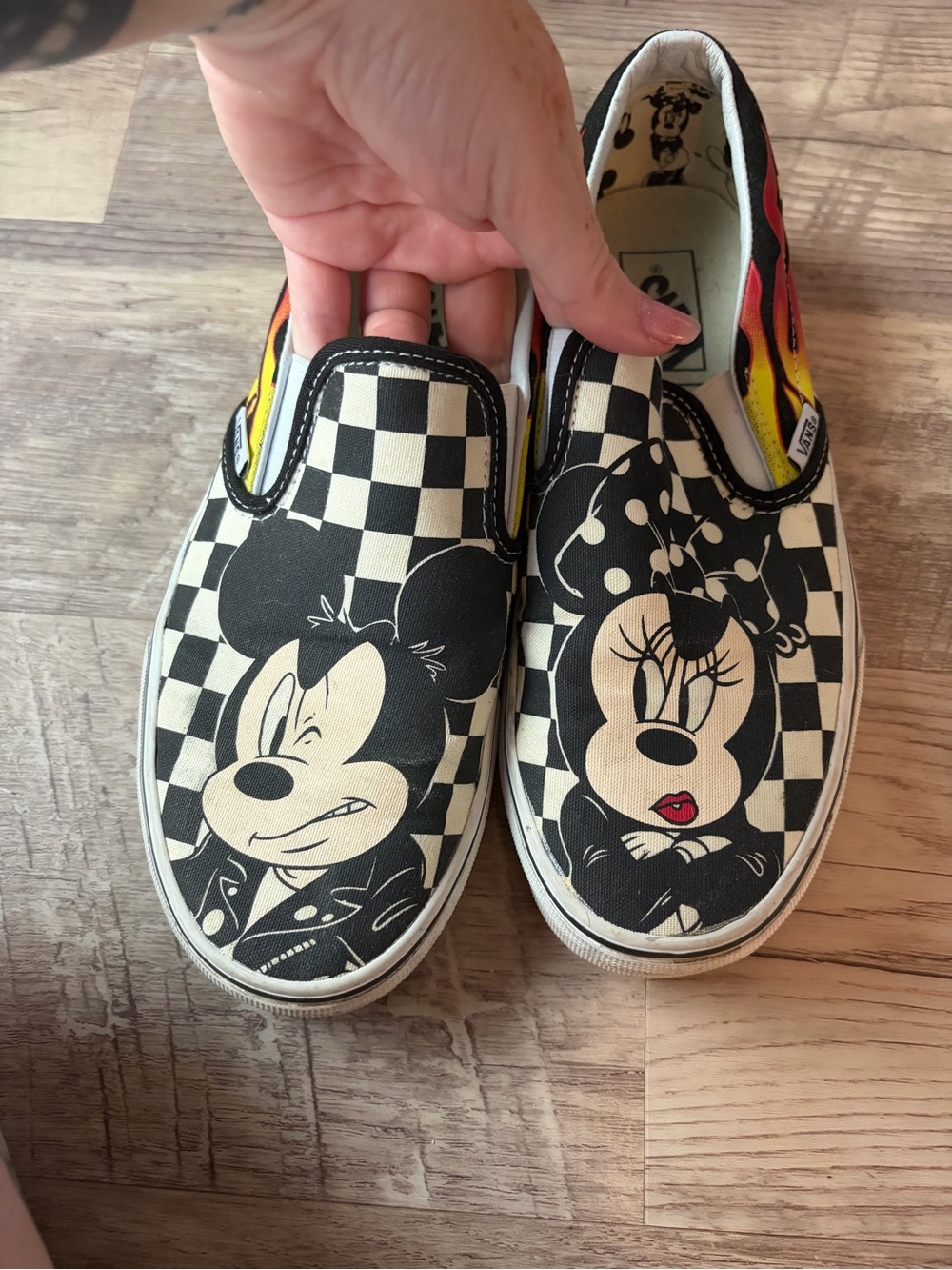 Vans Kids Disney Mickey & Minnie Checkerboard Slip-On Shoes - Black/Yellow